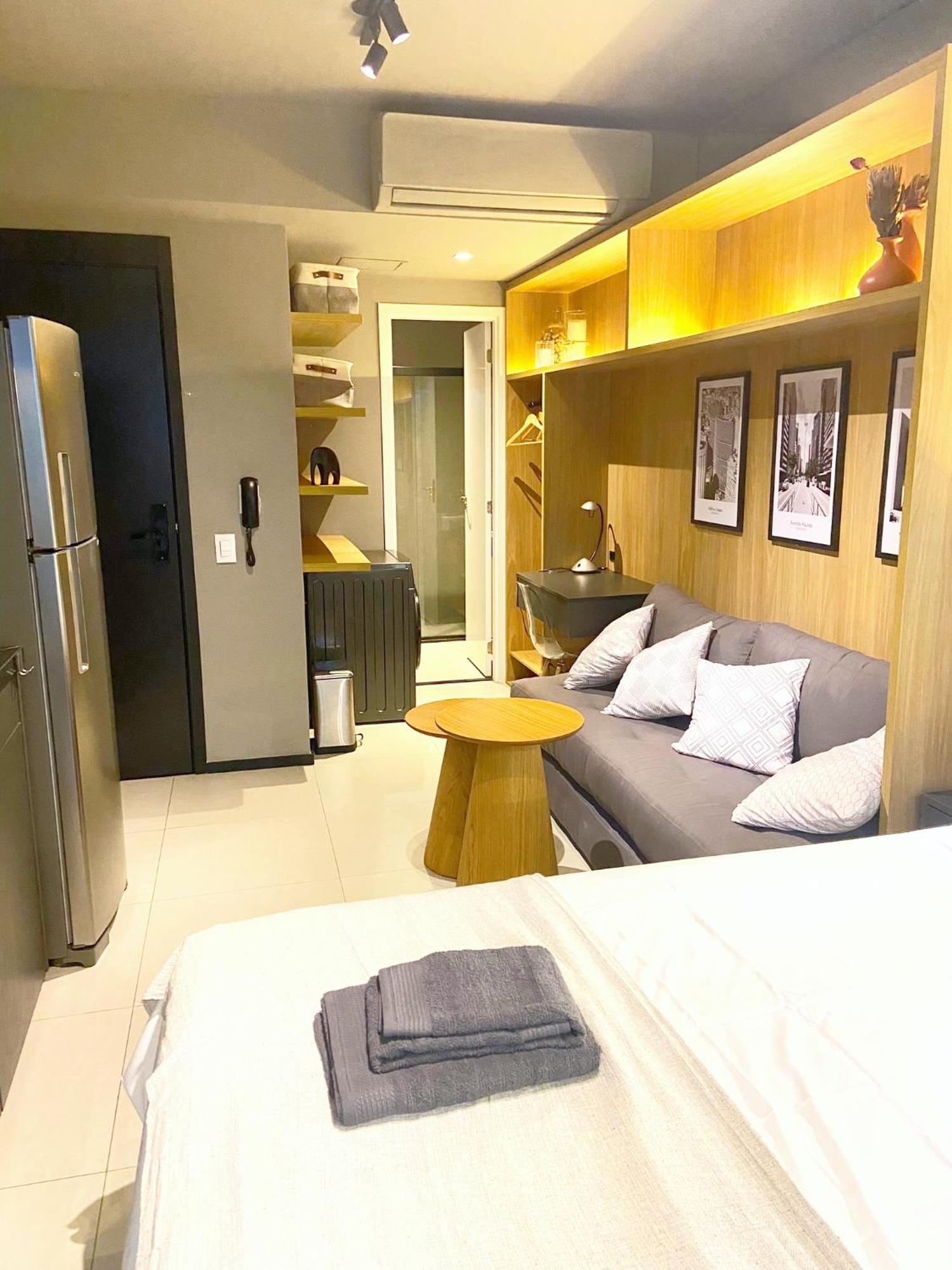 Apartment Consolacao Grey Box - De Luxo No Centro - Ar Condicionado - Cama Queen - Maquina De Lavar - Prox Metro- Cozinha Completa - Wifi 500mbps - 7 Andar Sao Paulo