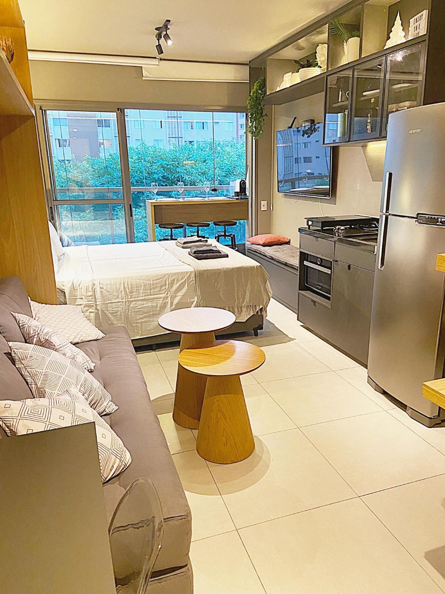 Consolacao Grey Box - De Luxo No Centro - Ar Condicionado - Cama Queen - Maquina De Lavar - Prox Metro- Cozinha Completa - Wifi 500mbps - 7 Andar Sao Paulo