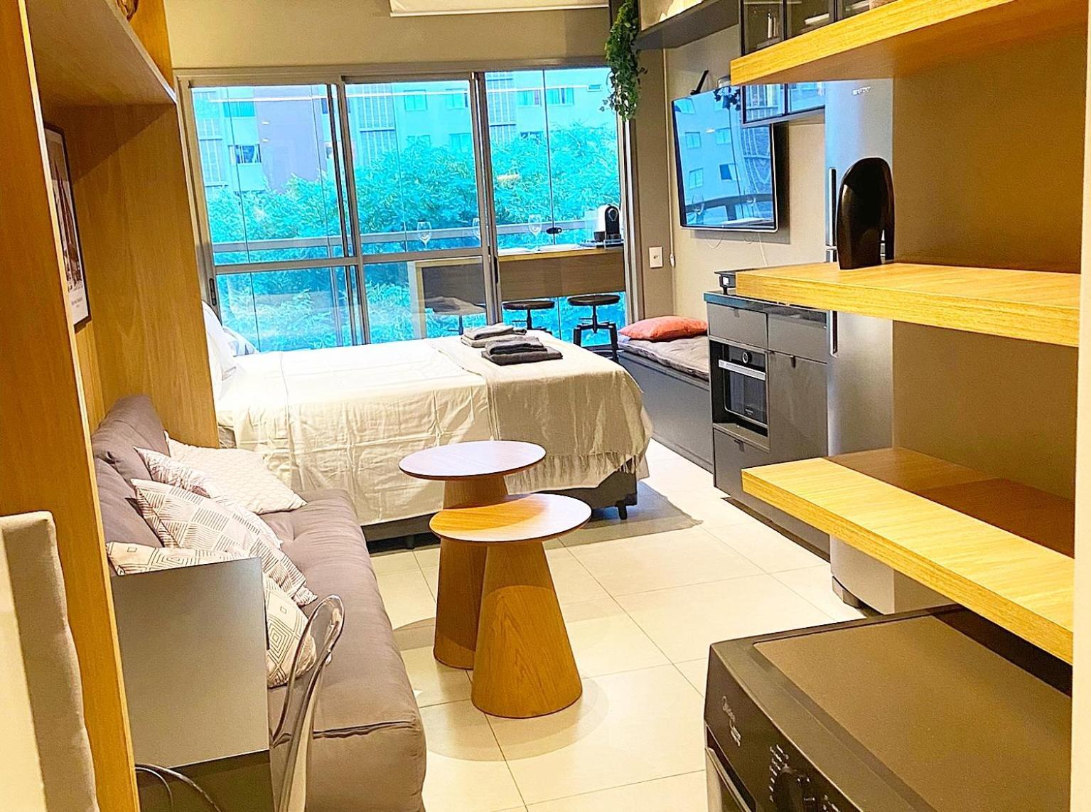 Apartment Consolacao Grey Box - De Luxo No Centro - Ar Condicionado - Cama Queen - Maquina De Lavar - Prox Metro- Cozinha Completa - Wifi 500mbps - 7 Andar Sao Paulo
